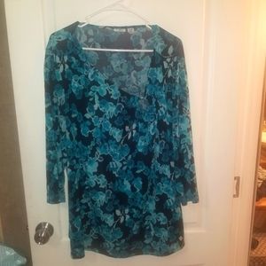 Size 22/24 Teal Cato Floral Blouse